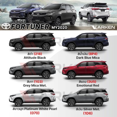 สีแต้มรถยนต์ 2K KARKEN สำหรับ Toyota Fortuner (โตโยต้า ฟอร์จูนเนอร์) | เฉดสีตรงรุ่นจากโรงงาน แต้มง่าย แห้งไว