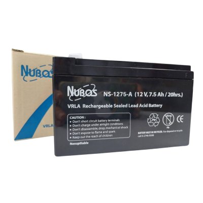 แบตเตอรี่เครื่องสำรองไฟ NUBOS BATTERY รุ่น NS-1275 ขนาด 12V 7.5Ah/20hrs. (แบตเตอรี่แห้ง)