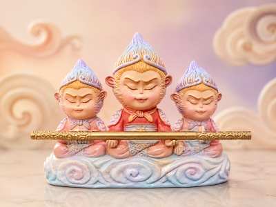อากงเห่งเจีย 3 องค์ งานเพ้นท์มือ สีพาสเทล