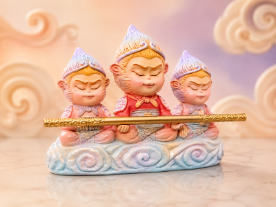 อากงเห่งเจีย 3 องค์ งานเพ้นท์มือ สีพาสเทล