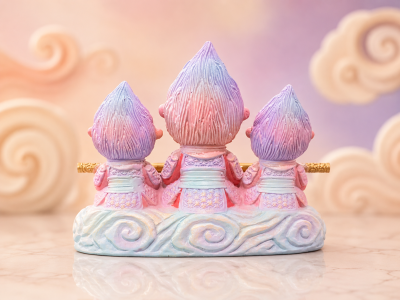 อากงเห่งเจีย 3 องค์ งานเพ้นท์มือ สีพาสเทล