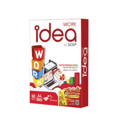 กระดาษถ่ายเอกสาร A4 80 แกรม IDEA WORK (5รีม/กล่อง)