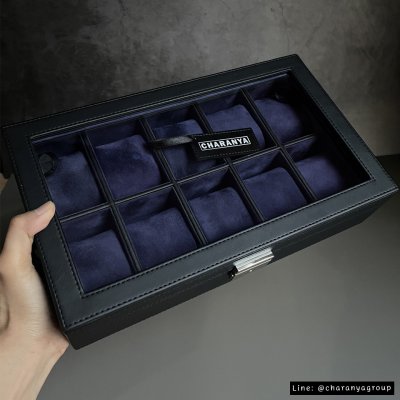 Watch Storage กล่องนาฬิกา 10 เรือน งานดี วัสดุดี เกรดพรีเมี่ยม สวยหรู ดูแพง หมอนนิ่มใส่นาฬิกาไซส์ใหญ่ได้ถึง 55มม. มีกุญแจล็อค มอบเป็นของขวัญได้ ของขวัญให้ผู้ชาย ของขวัญให้ลูกค้าวีไอพี ของขวัญวันเกิด  Line: @charanyagroup Tel: 093-6699642