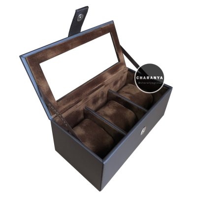 3 PIECE WATCH BOX Storage Organizer กล่องนาฬิกา 3 เรือน หุ้มหนังอย่างดี งานสวยหรู เกรดพรีเมี่ยม สีช้อค สีน้ำตาลเข้ม สีน้ำตาลไหม้ Choc Line: @charanyagroup TEL: 093-6699642