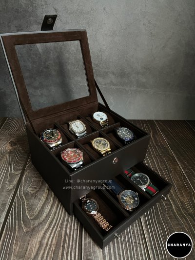 รีวิวกล่องนาฬิกา Premium Watches Box กล่องใส่นาฬิกา9เรือน เกรดพรีเมี่ยม พร้อมหมอนนาฬิกาสำหรับคนข้อมือเล็ก กล่องใส่นาฬิกา ใส่เครื่องประดับ 2 ชั้นลิ้นชัก  เกรดอย่างดี มีหมอนสำหรับคนข้อมือเล็ก สวยพรีเมี่ยม วัสดุดี ควรค่าแก่การใช้งาน TEL: 093-6699642 Line: @c