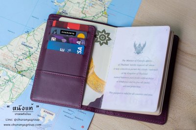 Passport Holder ที่ใส่พาสปอต กระเป๋าพาสปอต  ใส่แบงค์ ใส่บัตรเครดิต ใส่พาสปอร์ต พรีเมี่ยม หนังแท้ สีชมพู แดง ดำ โอรส พาสเทล  Line: @charanyagroup TEL: 093-6699642