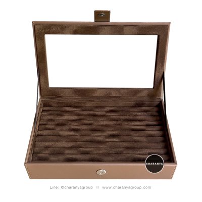 Rings box storage กล่องแหวน กล่องใส่แหวน กล่องสะสมแหวน กล่องเครื่องประดับ กล่องแหวนอย่างดี Brown สีน้ำตาล สีแทน สีอิฐ