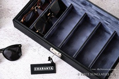 กล่องใส่แว่นกันแดด 6 ช่อง กล่องเก็บแว่นตา กล่องสะสมแว่น กล่องใส่แว่นหลายอัน กล่องแว่นกันแดด อย่างดี หุ้มหนัง 6 Picec Premuim Luxury Sunglass Box 