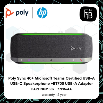 Poly Sync 40+ Microsoft Teams Certified USB-A USB-C Speakerphone +BT700 USB-A Adapter