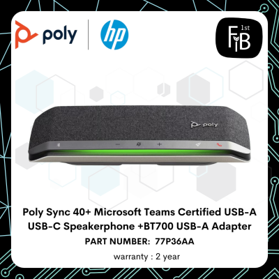 Poly Sync 40+ Microsoft Teams Certified USB-A USB-C Speakerphone +BT700 USB-A Adapter