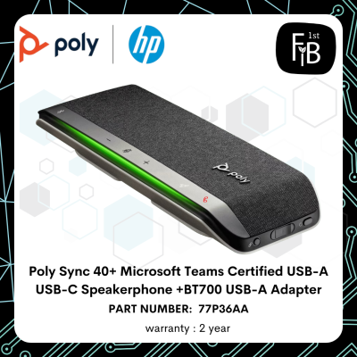 Poly Sync 40+ Microsoft Teams Certified USB-A USB-C Speakerphone +BT700 USB-A Adapter