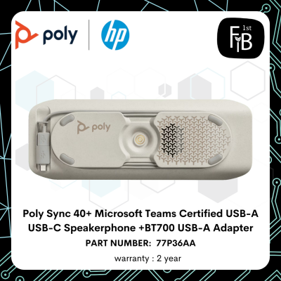 Poly Sync 40+ Microsoft Teams Certified USB-A USB-C Speakerphone +BT700 USB-A Adapter