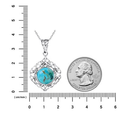 Sterling Silver Turquoise Pendant with Chain 18 Inches
