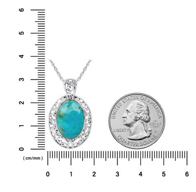 Sterling Silver Turquoise Pendant with Chain 18 Inches