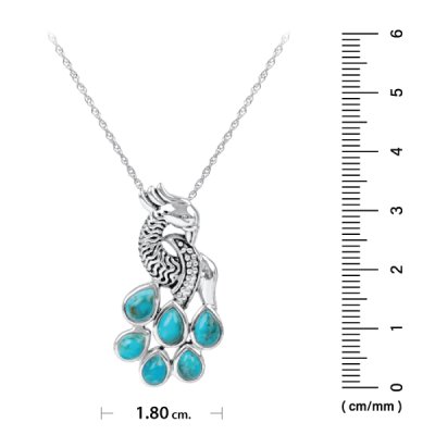 Sterling Silver Turquoise Pendant with Chain 18 Inches