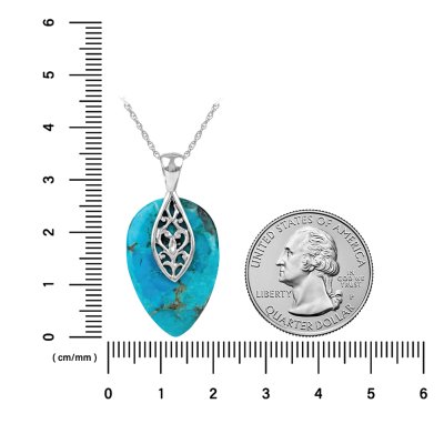 Sterling Silver Turquoise Pendant with Chain 18 Inch
