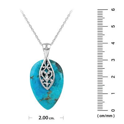 Sterling Silver Turquoise Pendant with Chain 18 Inch
