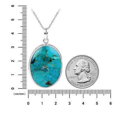 Sterling Silver Turquoise Pendant with Chain 18 Inch
