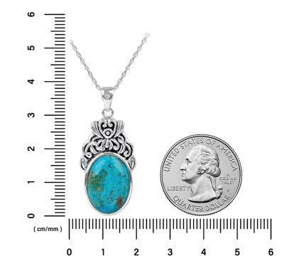 Sterling Silver Pendant with Turquoise with Chain 18 Inches