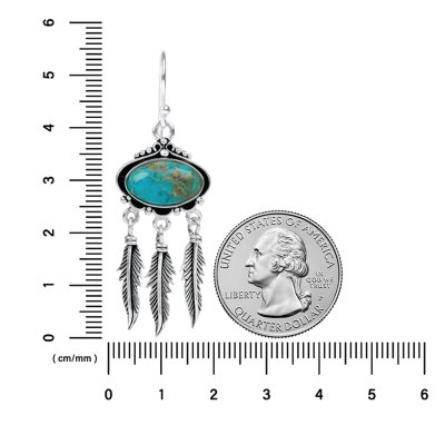 Sterling Silver Turquoise Feather Earrings