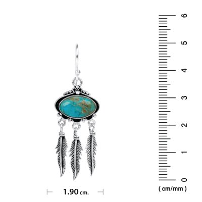 Sterling Silver Turquoise Feather Earrings