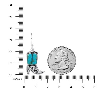Sterling Silver Turquoise Cowboy Boot Earrings