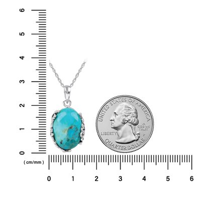 Sterling Silver Turquoise Pendant with Chain 18 Inches