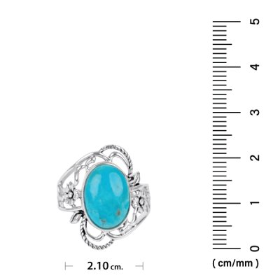 Sterling Silver Turquoise Flower Ring