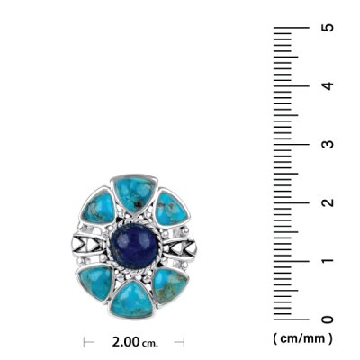 Sterling Silver Lapis Lazuli and Turquoise Ring