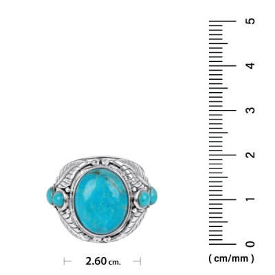 Sterling Silver Turquoise Leaf Men's Ring