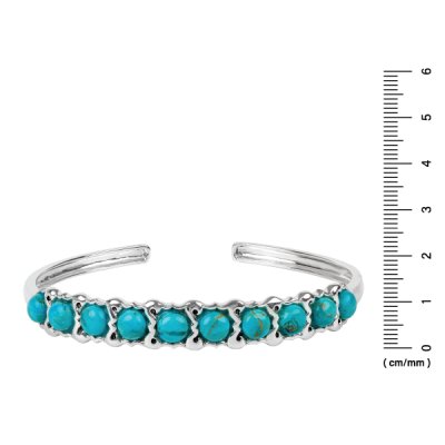 Sterling Silver Turquoise  Cuff Bracelet 7.5 inches.