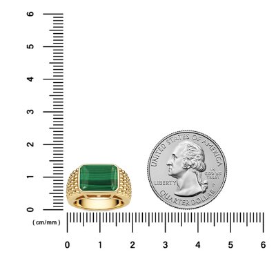 Sterling Silver Malachite Men's Ring over 18K Yellow Gold Plated