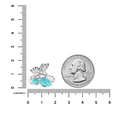 Sterling Silver Larimar Whale Tail Ring