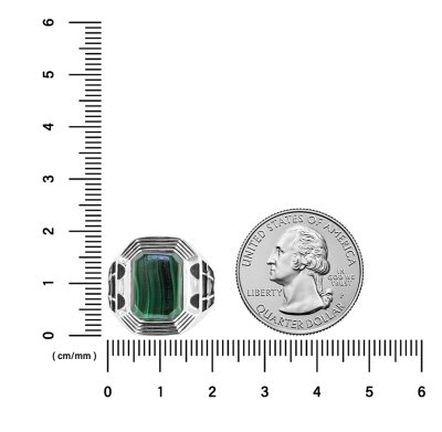 Sterling Silver Malachite Men's Ring