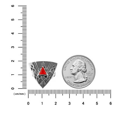 Sterling Silver Coral Shield Ring