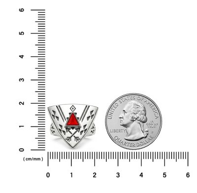 Sterling Silver Coral Shield Ring