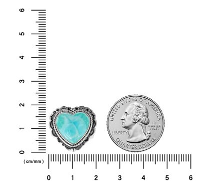 Sterling Silver Larimar Heart  Ring