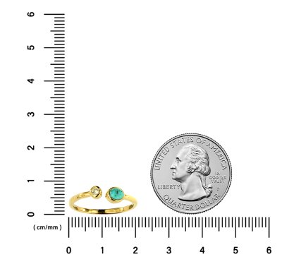 Sterling Silver Turquoise and White Topaz Ring Over 18K Yellow Gold Plated