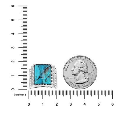 Sterling Silver Turquoise With White Topaz Men's Ring