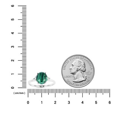 Sterling Silver Ring Malachite with White Topaz Ring