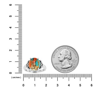 Sterling Silver Spiny Oyster With Turquoise Ring