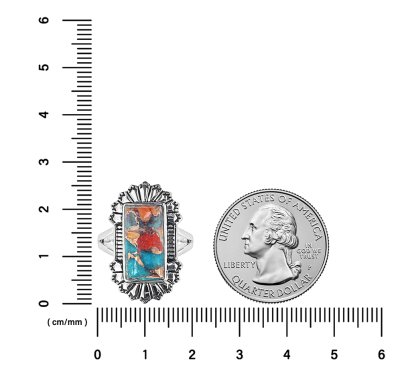 Sterling Silver Spiny Oyster With Turquoise Ring