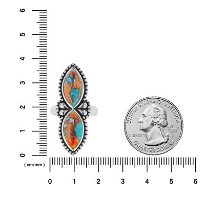 Sterling Silver Spiny Oyster With Turquoise Ring