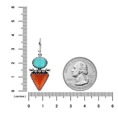 Sterling Silver Turquoise and Coral Earrings