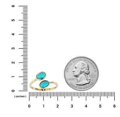 Sterling Silver Sleeping Beauty Turquoise Ring Over 18K Yellow Gold Plated