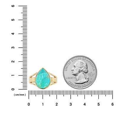 Sterling Silver Blue Kingman Ringt Over 18K Yellow Gold Plated