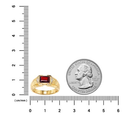 Sterling Silver Garnet with White Topaz Ring Over 18K Yellow Gold