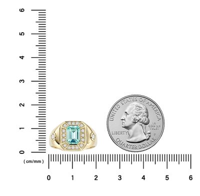 Sterling Silver  Sky Blue Topaz and White Topaz Men's Ring Over 18K Yellow Gold