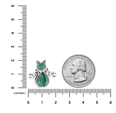 Sterling Silver Malachite Cat Ring