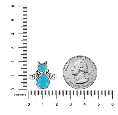 Sterling Silver Turquoise Cat Ring
